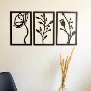 3 Frame Flower Wooden Panel